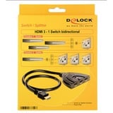 DeLOCK 87619 conmutador de vídeo HDMI Nero, HDMI, Nero, 1024 x 768 (XGA),1600 x 1200 (UXGA),1920 x 1080 (HD 1080),640 x 480 (VGA),800 x 600 (SVGA), 0,6 m