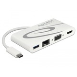 DeLOCK 87731 hub di interfaccia USB 3.2 Gen 1 (3.1 Gen 1) Type-C Grigio, Bianco, Adattatore bianco, USB 3.2 Gen 1 (3.1 Gen 1) Type-C, HDMI, RJ-45, USB 3.2 Gen 1 (3.1 Gen 1) Type-A, USB 3.2 Gen 1 (3.1 Gen 1) Type-C, VGA, 3840 x 2160 Pixel, Grigio, Bianco, 0,14 m, Fast Ethernet, Gigabit Ethernet
