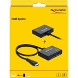 DeLOCK 87747 ripartitore video HDMI 2x HDMI, Splitter HDMI Nero, HDMI, 2x HDMI, 3840 x 2160 Pixel, Nero, Plastica, 4K Ultra HD