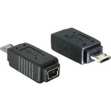 DeLOCK Adapter USB micro-B male to mini USB 5-pin mini USB 5p Nero Nero, USB micro-B, mini USB 5p, Nero