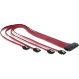 DeLOCK Cable SAS 32pin > 4x SATA metal (SFF 8484 - 4x SATA) 50cm cavo SATA 0,5 m Rosso rosso, 0,5 m, Rosso