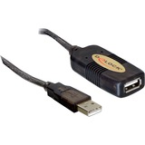 DeLOCK Cable USB 2.0, 5m cavo USB Nero, Cavo di prolunga Nero, 5m, 5 m, Maschio/Femmina, Nero