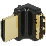 DeLOCK HDMI-A/HDMI-A, F/M, 90° Nero Nero, F/M, 90°, HDMI, HDMI, Femmina, Maschio, Oro, 3840 x 2160 Pixel