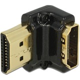 DeLOCK HDMI-A/HDMI-A male, F/M, 90° Nero Nero, F/M, 90°, HDMI, HDMI, Femmina, Maschio, Oro, 3840 x 2160 Pixel