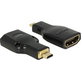 DeLOCK HDMI Micro-D/HDMI-A, M/F, 4K Micro-HDMI Nero Nero, M/F, 4K, Micro-HDMI, HDMI, Maschio, Femmina, Oro, 3840 x 2160 Pixel