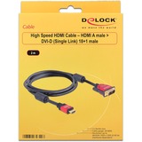 DeLOCK HDMI - DVI Cable 1.8m male / male 1,8 m DVI-D Nero, 1,8 m, HDMI, DVI-D, 5,1 Gbit/s, Maschio/Maschio