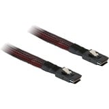 DeLOCK M/M SAS Cable 0,1 m Nero, Rosso, Cavo rosso/Nero, 0,1 m, SFF 8087, SFF 8087, Maschio/Maschio, Nero, Rosso