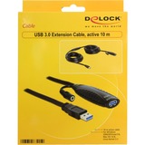 DeLOCK USB3.0-A - USB3.0-A, 10m cavo USB USB 3.2 Gen 1 (3.1 Gen 1) USB A Nero, Cavo di prolunga Nero, 10m, 10 m, USB A, USB A, USB 3.2 Gen 1 (3.1 Gen 1), Maschio/Femmina, Nero