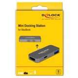DeLOCK mini Dockingstation für macbook mit 5K Cablato Thunderbolt 3 Grigio grigio, Cablato, Thunderbolt 3, Grigio, 5120 x 2880 Pixel, Metallo, 65 mm