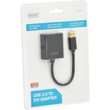 Digitus Adattatore da USB 3.0 a DVI Nero, 1920 x 1080 Pixel, 1080p, Nero, Blister, 45 mm, 17 mm