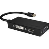 ICY BOX IB-AC1032 Mini DisplayPort DVI-D + VGA (D-Sub) + HDMI Nero Nero, Mini DisplayPort, DVI-D + VGA (D-Sub) + HDMI, Maschio, Femmina, 3840 x 2160 Pixel, 1920 x 1080 (HD 1080), 2048 x 1152, 3840 x 2160