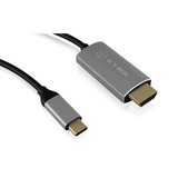 ICY BOX IB-CB020-C 1,8 m HDMI USB tipo-C Argento Nero, 1,8 m, HDMI, USB tipo-C, Maschio, Maschio, Dritto