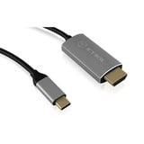 ICY BOX IB-CB020-C 1,8 m HDMI USB tipo-C Argento, Cavo Nero, 1,8 m, HDMI, USB tipo-C, Maschio, Maschio, Dritto