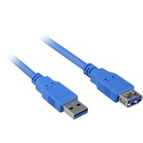 Sharkoon USB 3.0 M>F cavo USB 2 m Blu blu, 2 m, Maschio/Femmina, 5000 Mbit/s, Blu