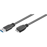 goobay 1m USB 3.0 A/micro-B cavo USB USB A Micro-USB B Nero Nero, 1 m, USB A, Micro-USB B, Maschio/Maschio, 5120 Mbit/s, Nero