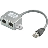 goobay CAT T-Adapter 2x ISDN cavo di rete Argento 0,15 m, Adattatore grigio, 0,15 m, RJ-45, 2 x RJ-45