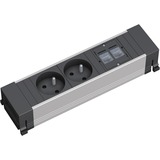 Bachmann 317.103 2AC outlet(s) Nero, Argento prolunghe e multiple, Ciabatta 2 presa(e) AC, Tipo E (FR), Nero, Argento, Alluminio, 16000 mA