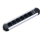 Bachmann PRIMO 6AC outlet(s) 1.75m Nero, Argento prolunghe e multiple, Ciabatta Nero/alluminio, 71 mm, 431 mm, 46 mm, 1,75 m, Nero, Argento, 16 A