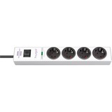 Brennenstuhl 1150610324 prolunghe e multiple 2 m 4 presa(e) AC Bianco bianco, 2 m, 4 presa(e) AC, Bianco, 19,5 A, Nero