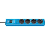 Brennenstuhl 1150610384 prolunghe e multiple 2 m 4 presa(e) AC Blu, Ciabatta blu, 2 m, 4 presa(e) AC, Blu, 19,5 A, Nero