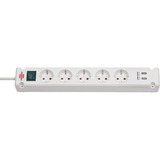 Brennenstuhl 1150660325 presa energia Bianco, Ciabatta bianco, 2P, 3 m, Bianco, IP20, 2,1 A, 800 mm