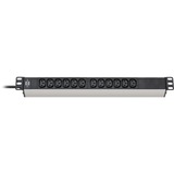 Brennenstuhl 1390007112 prolunghe e multiple 2 m 12 presa(e) AC Interno Nero, Argento, Ciabatta Nero/Argento, 2 m, 12 presa(e) AC, Interno, Accoppiatore C13, IP20, Nero, Argento