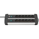 Brennenstuhl 1391000912 prolunghe e multiple 3 m 12 presa(e) AC Interno Nero, Bianco, Ciabatta Nero/Argento, 3 m, 12 presa(e) AC, Interno, Alluminio, Nero, Bianco, 445 mm