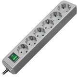 Brennenstuhl Eco prolunghe e multiple 1,5 m 6 presa(e) AC Grigio, Ciabatta grigio, 1,5 m, 6 presa(e) AC, Grigio, Grigio