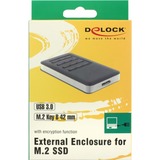 DeLOCK 42594 contenitore di unità di archiviazione Box esterno SSD Nero, Argento M.2, Disk enclosure grigio/Nero, Box esterno SSD, M.2, SATA, 5 Gbit/s, Collegamento del dispositivo USB, Nero, Argento