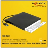 DeLOCK 42603 box per lettore ottico 13,3 cm (5.25") SATA III Nero Nero, 13,3 cm (5.25"), SATA III, Initio INIC-3619, 5 Gbit/s, USB, Ogni marca