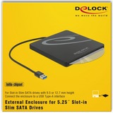 DeLOCK 42604 box per lettore ottico 13,3 cm (5.25") SATA III Nero Nero, 13,3 cm (5.25"), SATA III, Initio INIC-3619, 5 Gbit/s, USB, Ogni marca