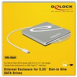 DeLOCK 42605 box per lettore ottico 13,3 cm (5.25") SATA III Argento argento, 13,3 cm (5.25"), SATA III, Initio INIC-3619, 5 Gbit/s, USB, Ogni marca