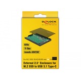 DeLOCK 42609 contenitore di unità di archiviazione Box esterno SSD Nero M.2 Nero, Box esterno SSD, M.2, PCI Express, 10 Gbit/s, Collegamento del dispositivo USB, Nero