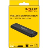 DeLOCK 42615 contenitore di unità di archiviazione Box esterno SSD Nero M.2 Nero, Box esterno SSD, M.2, M.2, 10 Gbit/s, Collegamento del dispositivo USB, Nero