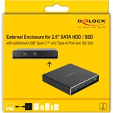 DeLOCK 42618 custodia per unità di archiviazione Cover Metallo Nero, Disk enclosure Nero, Cover, Metallo, Nero, 2.5", 112 mm, 112 mm
