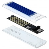 DeLOCK 42620 contenitore di unità di archiviazione Box esterno SSD Blu M.2 trasparente, Box esterno SSD, M.2, M.2, 10 Gbit/s, Collegamento del dispositivo USB, Blu