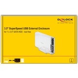 DeLOCK 42623 contenitore di unità di archiviazione Box esterno HDD/SSD Trasparente 2.5/3.5" trasparente, Box esterno HDD/SSD, 2.5/3.5", Serial ATA III, Hot-swap, Collegamento del dispositivo USB, Trasparente