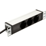 Digitus DN-95411 prolunghe e multiple 2 m 3 presa(e) AC Nero, Ciabatta 2 m, 3 presa(e) AC, Tipo F, Alluminio, Nero, 250 V
