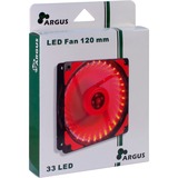 Inter-Tech L-12025 Case per computer Ventilatore 12 cm Nero, Rosso, Ventola Nero/Rosso, Ventilatore, 12 cm, 1200 Giri/min, 20 dB, 59,46 pdc/min, 54 m³/h