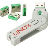 Lindy 40451 clip sicura Bloccaporte + chiave USB tipo A Verde Acrilonitrile butadiene stirene (ABS) 5 pz verde, Bloccaporte + chiave, USB tipo A, Verde, Acrilonitrile butadiene stirene (ABS), 5 pz, Sacchetto di politene