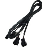 Phobya 3Pin Molex auf 4x 3Pin Molex 60cm 1 m, Cavo a Y Nero, 1 m, Molex (3-pin), Molex (4-pin), Maschio, Femmina, Nero