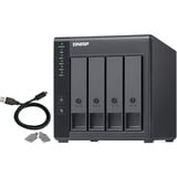 QNAP TR-004 contenitore di unità di archiviazione Box esterno HDD/SSD Nero 2.5/3.5", Disk enclosure Nero, Box esterno HDD/SSD, 2.5/3.5", Seriale ATA II, 3 Gbit/s, Hot-swap, Nero