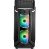 Sharkoon VG6-W RGB Computer case, Chassis Tower Nero, Midi Tower, PC, Nero, ATX, micro ATX, Mini-ATX, Giocare, Blu, Verde, Rosso