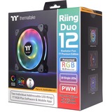 Thermaltake Riing Duo 12 RGB Premium Edition Case per computer Ventilatore 12 cm Nero Nero, Ventilatore, 12 cm, 500 Giri/min, 1500 Giri/min, 23,9 dB, 42,45 pdc/min