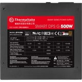 Thermaltake Smart DPS G alimentatore per computer 500 W 24-pin ATX ATX Nero Nero, 500 W, 100 - 240 V, 600 W, 47 - 63 Hz, 8 A, Attivo