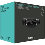 Logitech C922 Pro Stream webcam 1920 x 1080 Pixel USB Nero Nero, 1920 x 1080 Pixel, 60 fps, 1280x720@60fps, 1920x1080@30fps, 720p, 1080p, H.264, 87°
