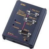 ATEN Splitter - placca a parete - VGA 2-porte (350MHz), Video Splitter VGA, 2x VGA, 1920 x 1440 Pixel, Nero, Metallo, 65 m