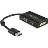 DeLOCK 0.16m DisplayPort/VGA+HDMI+DVI 0,16 m VGA (D-Sub)+ HDMI + DVI Nero Nero, 0,16 m, DisplayPort, VGA (D-Sub)+ HDMI + DVI, Maschio, Femmina, 1920 x 1200 Pixel