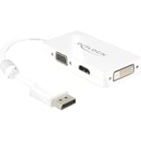 DeLOCK 0.16m DisplayPort/VGA+HDMI+DVI-D 0,16 m VGA (D-Sub)+ HDMI + DVI Bianco bianco, 0,16 m, DisplayPort, VGA (D-Sub)+ HDMI + DVI, Maschio, Femmina, 1920 x 1200 Pixel