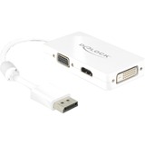 DeLOCK 0.16m DisplayPort/VGA+HDMI+DVI-D 0,16 m VGA (D-Sub)+ HDMI + DVI Bianco, Adattatore bianco, 0,16 m, DisplayPort, VGA (D-Sub)+ HDMI + DVI, Maschio, Femmina, 1920 x 1200 Pixel